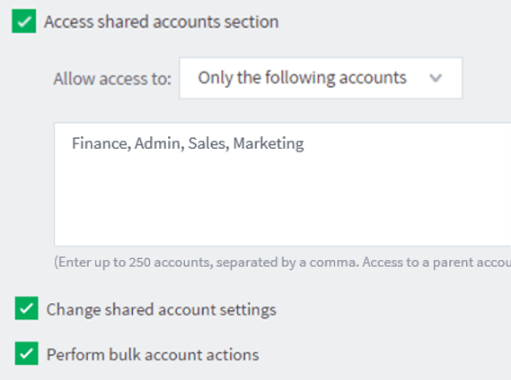 Increased security for Shared Accounts